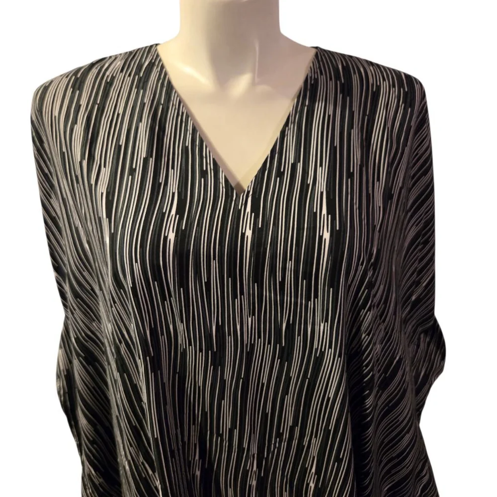 Women's Goddess by Winlar Black White Striped Kaftan O/S - Picture 3 of 5